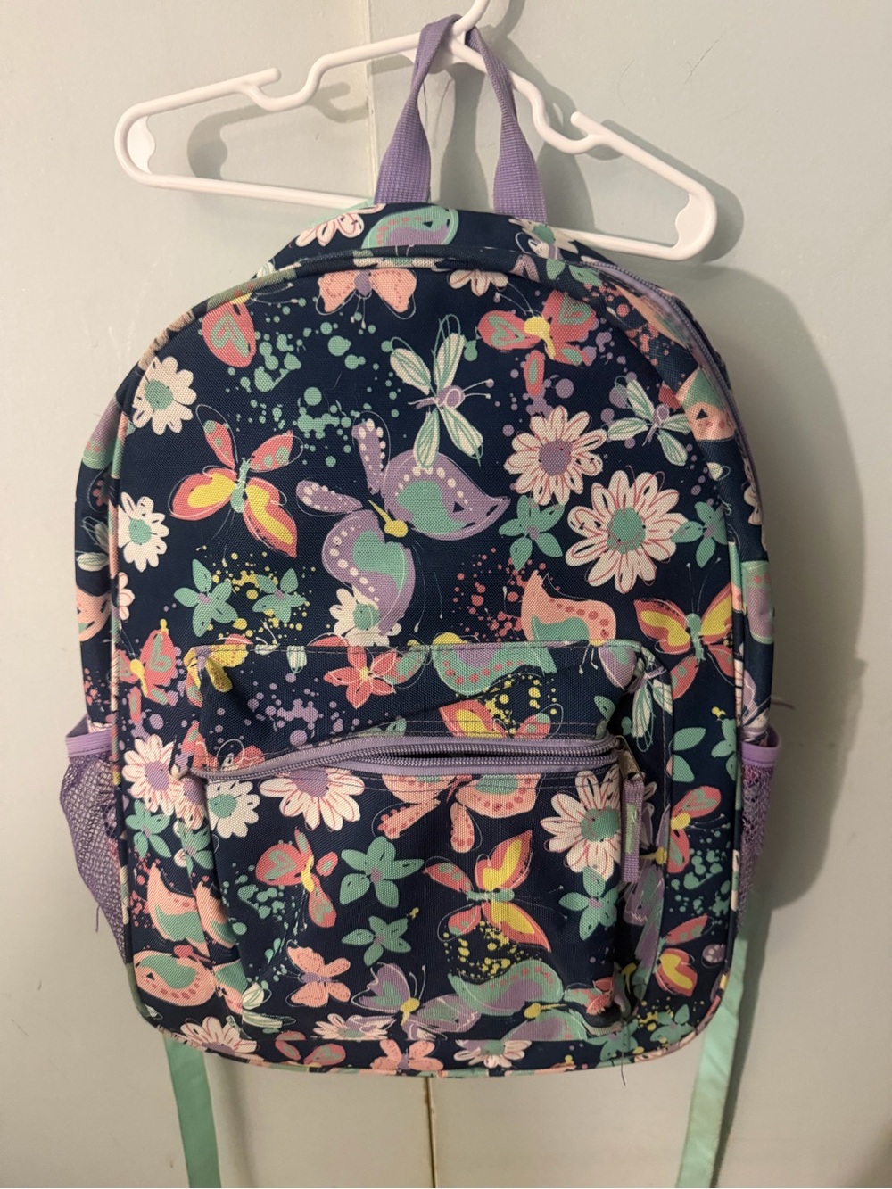 Kids Floral & Butterfly Backpack in Navy and Pastel Colors